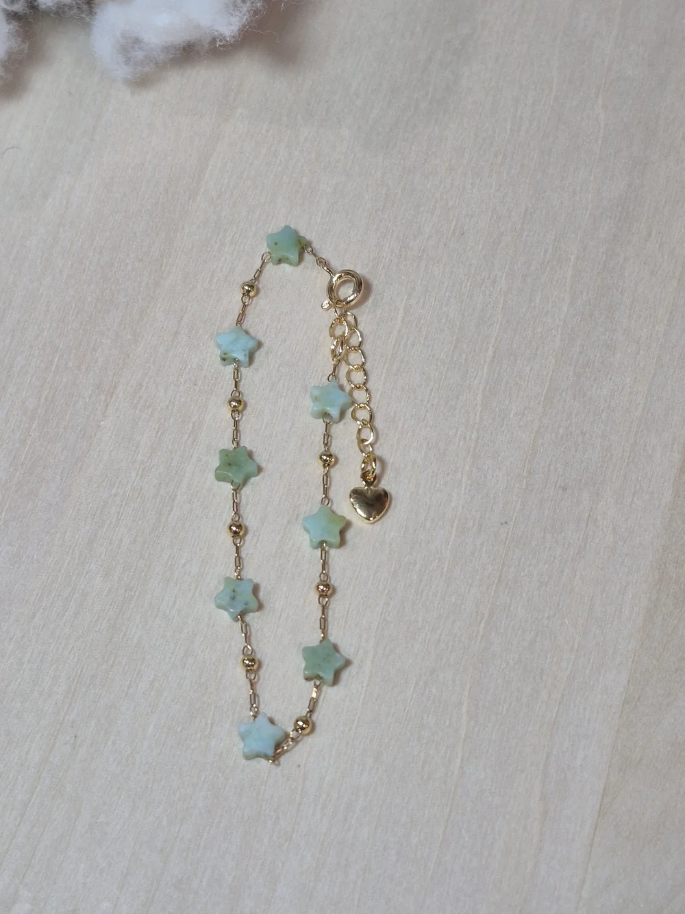💚⭐️NEW💚⭐️ PRETTY!! SS Micro PaperClipGREEN OPAL FacetedNat. Stone Star Braclet